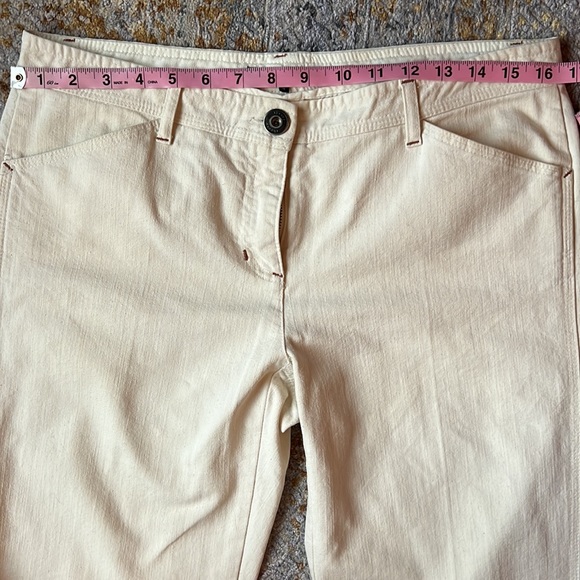 Theory wide leg cream colored jeans - Picture 4 of 11